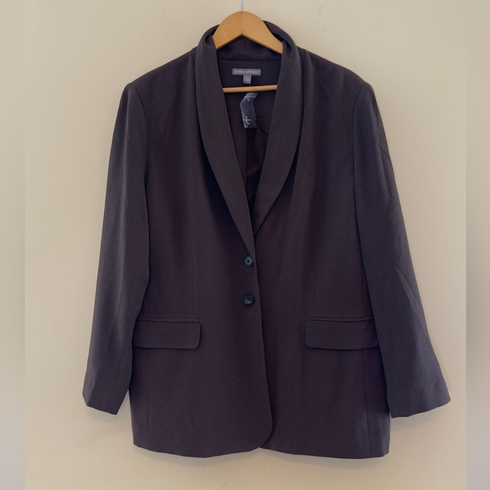 Jessica London Brown Bi-Stretch Shaped Blazer Plus Size 30W